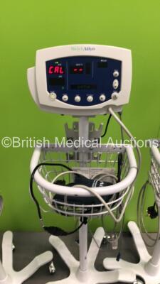 4 x Welch Allyn 53N00 Patient Monitors on Stands with 4 x BP Hoses,4 x BP Cuffs and 4 x SpO2 Finger Sensors (All Power Up) - 4