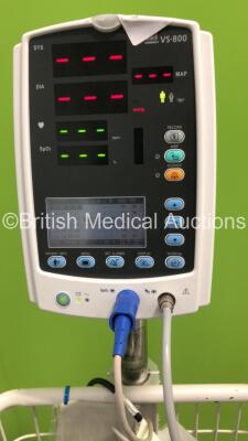 3 x Mindray VS-800 Patient Monitors on Stands with 3 x SpO2 Finger Sensors,2 x BP Hoses and 3 x BP Cuffs (All Power Up) - 5