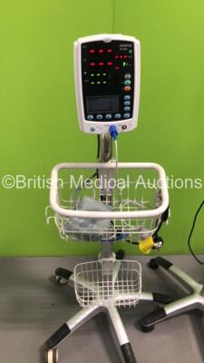 3 x Mindray VS-800 Patient Monitors on Stands with 3 x SpO2 Finger Sensors,2 x BP Hoses and 3 x BP Cuffs (All Power Up) - 6