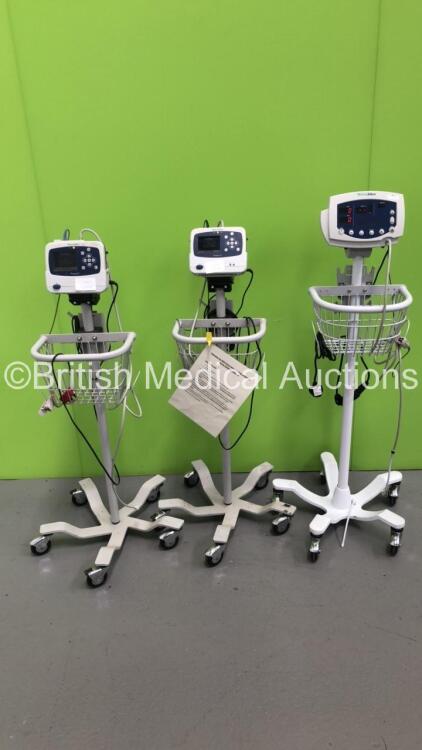 2 x Welch Allyn ProPaq LT Patient Monitors with 2 x BP Hoses,2 x SpO2 Finger Sensors and 1 x Welch Allyn 53N00 Patient Monitor on Stand with 1 x SpO2 Finger Sensor and 1 x BP Hose (Powers Up)