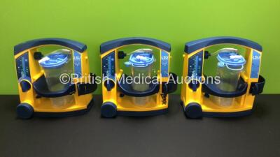 3 x Laerdal LSU Suction Units with 3 x Suction Cups and 3 x Lids (All Power Up)