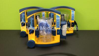 3 x Laerdal Suction Units with 3 x Serres Cups and 1 x Lid (All Power Up)