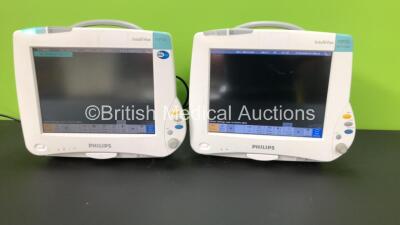 2 x Philips IntelliVue MP50 Anaesthesia Patient Monitors *Mfd's - 2010 and 2007* (Both Power Up with Slightly Scratched Screens - See Photos)