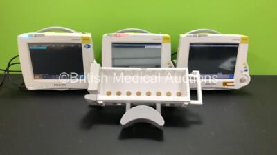 3 x Philips IntelliVue MP30 Patient Monitors *Mfds - 1 x 2011 and 2 x 2009* (All Power Up) with 1 x Philips Module Rack