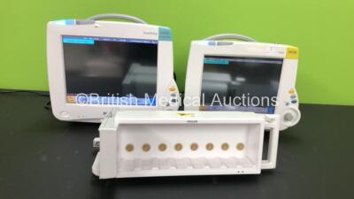 Job Lot Including 1 x Philips MP50 Anaesthesia Patient Monitor *Mfd - 2010*, 1 x Philips MP30 Patient Monitor *Mfd - 2009* (Both Power Up) and 1 x Philips Module Rack