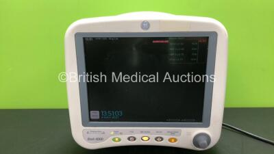 GE Dash 4000 Patient Monitor Including ECG, NBP, CO2, SpO2, Temp/CO, BP1 and BP2 Options with 2 x Model SM 201-6 Batteries (Powers Up)