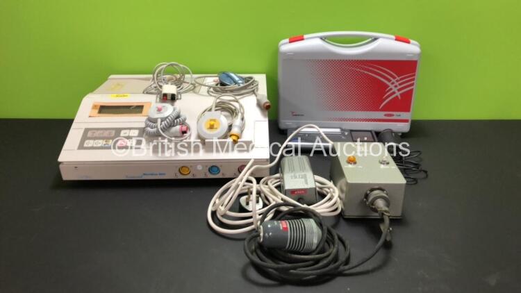 Mixed Lot Including 1 x Oxford Sonicaid Meridian 800 Fetal Monitor with 3 x Transducers (Damaged Screen - See Photo), 1 x Viasys MicroLab Spirometer with Case and 1 x Hamblin Magnet in Case