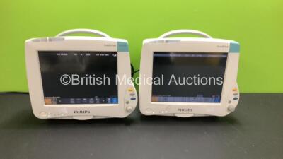 2 x Philips Intellivue MP50 Anesthesia Touch Screen Patient Monitors Version G.01.80 / H.03.09 (Both Power Up, 1 with Scratched Screen) *Mfd 2010 / 2013* *C*