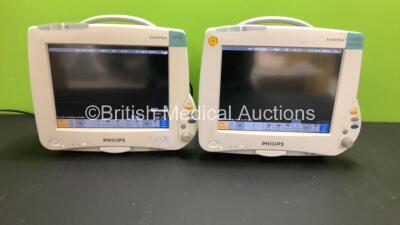 2 x Philips Intellivue MP50 Anesthesia Touch Screen Patient Monitors Version G.01.73 / G.01.80 (Both Power Up) *Mfd 2009 / 2009* *C*