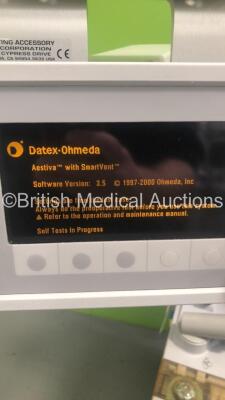 Datex-Ohmeda Aestiva/5 Anaesthesia Machine with Datex-Ohmeda Aestiva SmartVent Software Version 3.5,Absorber,Bellows,Oxygen Mixer and Hoses (Powers Up-1 x Draw Loose) - 2