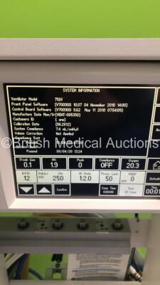 Spacelabs Healthcare Blease Focus Anaesthesia Machine with 700 Series Ventilator Model 750F Front Panel Software V700900 10.07 / Control Board Software V700900 9.62,Absorber,Bellows,Oxygen Mixer and Hoses (Powers Up) * Asset No FS 0128646 * - 4