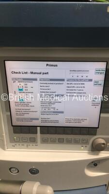 Drager Primus Anaesthesia Machine Ref 8603800-30 Software Version 4.53.00 - Running Hours Mixer 73835 Ventilator 13947 with Hoses (Powers Up-Rear Door Latch Broken) * SN ARWM-0088 * * Mfd 2005 * - 2
