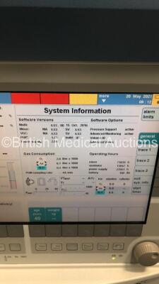 Drager Primus Anaesthesia Machine Ref 8603800-30 Software Version 4.53.00 - Running Hours Mixer 73835 Ventilator 13947 with Hoses (Powers Up-Rear Door Latch Broken) * SN ARWM-0088 * * Mfd 2005 * - 5