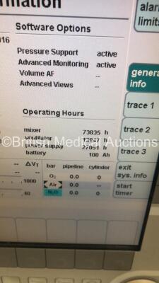 Drager Primus Anaesthesia Machine Ref 8603800-30 Software Version 4.53.00 - Running Hours Mixer 73835 Ventilator 13947 with Hoses (Powers Up-Rear Door Latch Broken) * SN ARWM-0088 * * Mfd 2005 * - 7