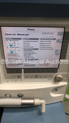Drager Primus Anaesthesia Machine Ref 8603800-63 Software Version 4.53.00 - Running Hours Mixer 90094 Ventilator 12364 with Hoses (Powers Up) * SN ARXA-0224 * * Mfd 2006 * - 2