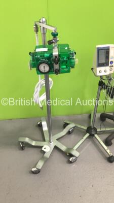 Mixed Lot Including 2 x Accoson BP Meters on Stands,1 x OMRON Digital Blood Pressure Meter on Stand, 2 x BIRD Mark 7 Respirators on Stands and 1 x Oxylitre Suction Regulator on Stand - 2