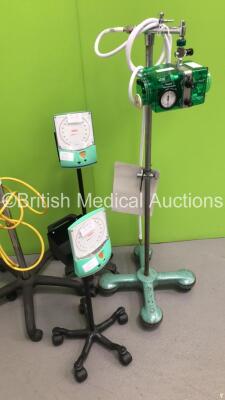 Mixed Lot Including 2 x Accoson BP Meters on Stands,1 x OMRON Digital Blood Pressure Meter on Stand, 2 x BIRD Mark 7 Respirators on Stands and 1 x Oxylitre Suction Regulator on Stand - 4