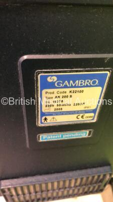 1 x Gambro AK 200 S Dialysis Machine Version 11.11 and 1 x Gambro AK 200 Ultra S Dialysis Machine Version 11.11 (Both Power Up) * SN 16378 / 16572 * - 5