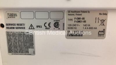 Datex-Ohmeda Compact Anaesthesia Monitor Type F-CM1-05 on Stand with 1 x E-PRESTN Module with SpO2,T1-T2,P1-P2,NIBP and ECG Options * Mfd 2008 * ,1 x SpO2 Finger Sensor,1 x BP Cuff and 1 x ECG Lead (Powers Up) * Mfd 2008 * - 5