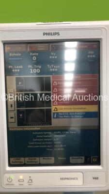 Philips Respironics V60 Ventilator on Stand Software Version 100013963 / Software Options AVAPS/C-Flex/Ramp (Powers Up) * SN 100013963 * * Mfd 2010 *