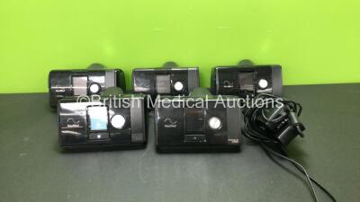 5 x ResMed Airsense 10 CPAP Units with 2 x AC Power Supplies (All Power Up)