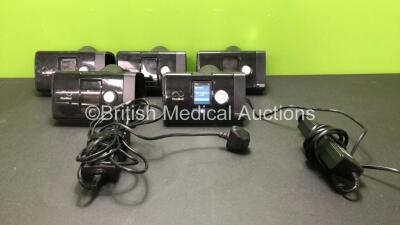 5 x ResMed Airsense 10 CPAP Units with 2 x AC Power Supplies (All Power Up)