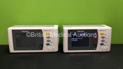 2 x Philips IntelliVue X2 Handheld Patient Monitors S/W Rev K.21.61 - K.21.61 with ECG, SpO2, NBP, Press and Temp Options (Both Power Up with Stock Battery-Flat Batteries Included) *Mfd 2009 - 2013*