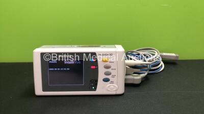 Philips IntelliVue X2 Handheld Patient Monitors S/W Rev K.21.61 with ECG, SpO2, NBP, Press and Temp Options, 1 x ECG Trunk Lead, 1 x NBP Hose and 1 x SpO2 Finger Sensor Lead (Powers Up with Stock Battery-Flat Batteries Included) *Mfd 2009*