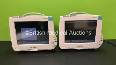 2 x Philips Intellivue MP50 Anesthesia Patient Monitors (Both Power Up with Scratched Screens and 1 with Missing Dial) *Mfd 2014 - 2008*