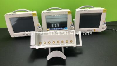 3 x Philips Intellivue MP30 Patient Monitors with 1 x Philips M8048A Module Rack (All Power Up) *Mfd 2011 - 2011 - 2012*