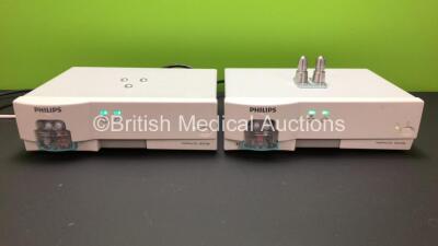 2 x Philips IntelliVue G5 - M1019A Anaesthetic Gas Modules with Water Traps *Mfd 2014 - 2012* (Both Power Up)
