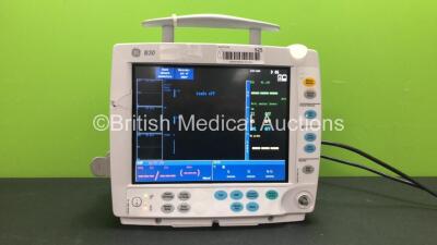 GE B30 Patient Monitor with 1 x GE Type E-PSMP-00 Module Including ECG, SpO2, T1, T2, P1, P2 and NIBP Options, 1 x GE Type N-FREC-00 Printer Module with 2 x SM 201-6 Batteries (Powers Up)