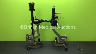 2 x Slit Lamps Unknown Model (Both Untested Due to No Power Supply, 1 with Missing Light Cover 1 with Damage-See Photos)