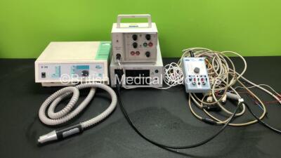 Mixed Lot Including 1 x Berchtold S35 Dental Motor with 1 x Handpiece (Powers Up with Damage-See Photo) 1 x APC Model 4170 External Pulse Generator (No Power) 1 x Viasys ISO-100VA Transformer (Powers Up) 1 x Medelec Sapphire 2 Unit with Patient Monitoring