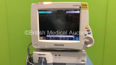 Drager Fabius Induction Anaesthesia Machine with Philips IntelliVue MP30 Anaesthesia Monitor * Mfd 2011 *,Philips IntelliVue G5 Gas Module with Water Trap,Philips M3001A Module with ECG/Resp,SpO2 and NBP Options * Mfd 2006 *,Oxygen Mixer and Hoses (Powers - 2