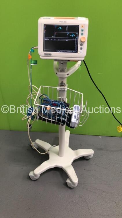 Philips SureSigns VS3 Patient Monitor on Stand with SpO2 and NIBP Options,1 x SpO2 Finger Sensor and 1 x BP Hose and Cuff (Powers Up) *G* * SN CN23147651 *