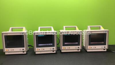 4 x Philips M3046A M3 Patient Monitors with 4 x Philips M3000A Modules Including ECG/Resp, SpO2, NBP, Temp and Press Options and 1 x Philips M3000A Module Including ECG/Resp, SpO2, NBP Options (All Power Up)