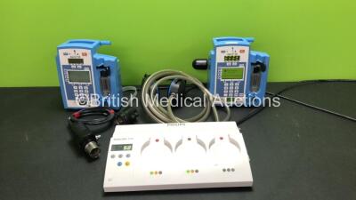 Mixed Lot Including 1 x Philips Avalon CTS M2720A Fetal Transducer System (Powers Up-No Probes or Transducers) 2 x CareFusion Alaris SE Syringe Pumps (1 Powers Up with Maintenance Message, 1 No Power) 1 x Pentax PVA-200 Connection Lead (Damaged Sheath-See