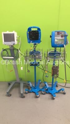 1 x Datascope Trio Patient Monitor on Stand with SpO2,ECG and NIBP Options with Leads,1 x GE ProCare Auscultatory 300 Patient Monitor on Stand with 1 x SpO2 Finger Sensor and 1 x GE Dinamap Pro 300V2 Patient Monitor on Stand with 1 x SpO2 Finger Sensor an