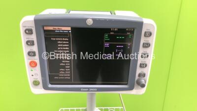 GE Dash 2500 Patient Monitor on Stand with SpO2,ECG,Printer and NIBP Options,1 x BP Hose,1 x BP Cuff,1 x SpO2 Finger Sensor and 1 x 3-Lead ECG Lead (Powers Up) * SN SCG11320723WA * * Mfd 2011 * - 2