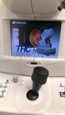 Topcon TRC-NW8 Non-Mydriatic Retinal Camera on Topcon Motorized Table (Powers Up-Damage to Chin Rest-See Photos) * SN 085390 * * Mfd 2009 * - 2