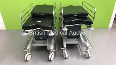 2 x Portsmouth Surgical Equipment QA2 Hydraulic Patient Trolleys with Cushions (Hydraulics Tested Working)