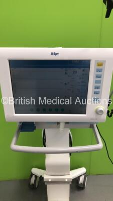 Drager Evita XL Ventilator Software Version 7.00 / Running Hours 46037 with Hoses on Stand (Powers Up) * SN ASAM-0340 * * Mfd 2009 * - 3