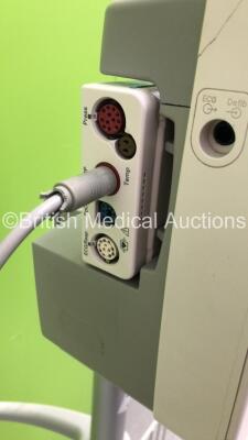 Philips IntelliVue MP30 Patient Monitor on Stand with 1 x Philips M3001A Module with ECG/Resp,SpO2,NBP and Press/Temp Options * Mfd 2005 * and Leads (Powers Up-Slight Crack to Casing-See Photos) * Mfd 2006 * - 6