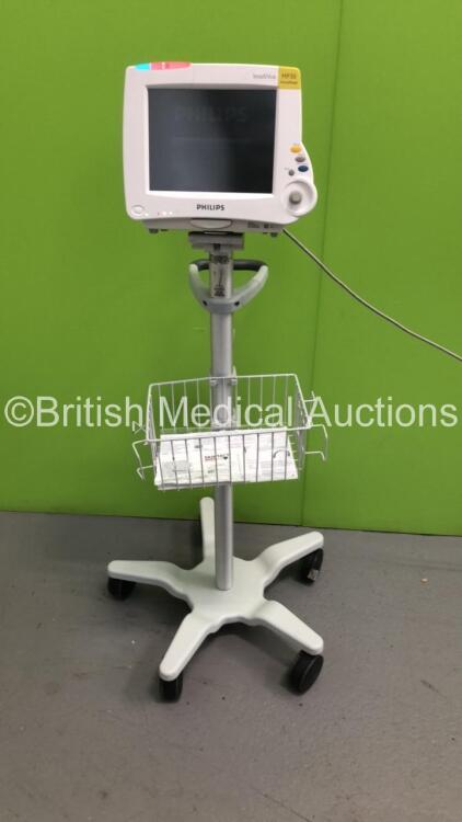 Philips IntelliVue MP30 Anesthesia Patient Monitor Ref 862135 on Stand (Powers Up-Small Crack To Casing-See Photo) * Mfd 2010 *