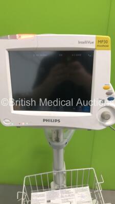 Philips IntelliVue MP30 Anesthesia Patient Monitor Ref 862135 on Stand (Powers Up-Small Crack To Casing-See Photo) * Mfd 2010 * - 3