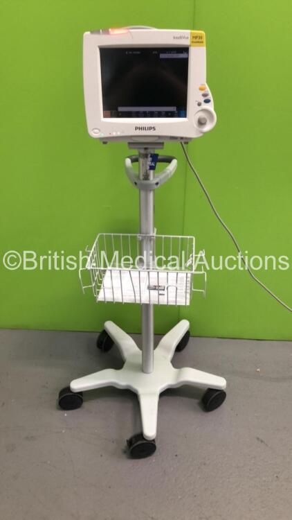 Philips IntelliVue MP30 Anesthesia Patient Monitor Ref 862135 on Stand (Powers Up-Small Crack To Casing-See Photo) * Mfd 2010 *
