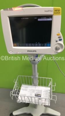 Philips IntelliVue MP30 Anesthesia Patient Monitor Ref 862135 on Stand (Powers Up-Small Crack To Casing-See Photo) * Mfd 2010 * - 4