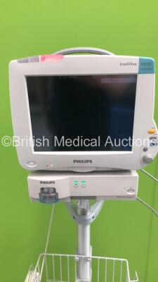 Philips IntelliVue MP50 Anesthesia Patient Monitor Ref 862116 with Philips IntelliVue G5 Gas Module with Water Trap on Stand (Powers Up) * Mfd 2010 * - 2