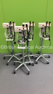 4 x Welch Allyn Otoscope/Ophthalmoscope Sets on Stands with 8 x Handpieces and Heads (All Power Up)